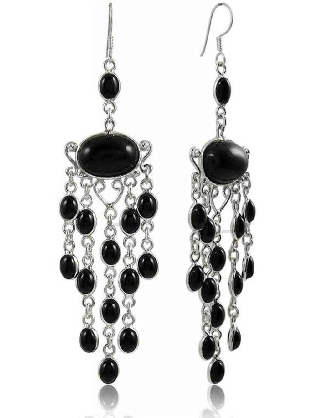 Handmade 925 Sterling Silver Chandelier Earrings, Multi-strand Gemstone Dangles